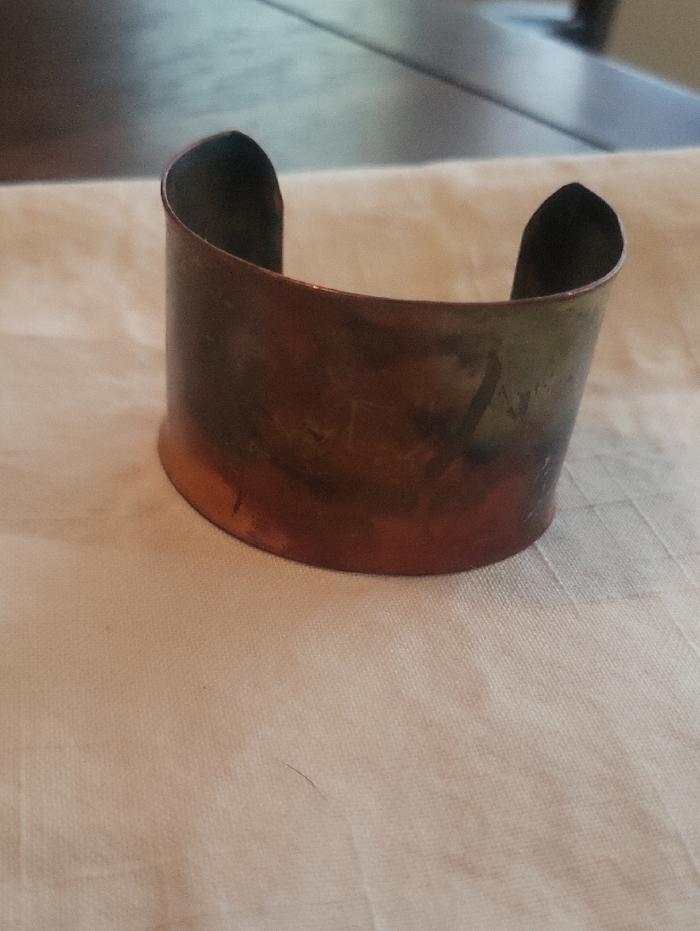 Wide Patinated Copper Cuff Bracelet - Rustic Metallic Tones